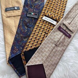 Bundle Lot of 4 NORDSTROM Ties in‎ Fall Autumnal Colors - Novelty Pattern Ties